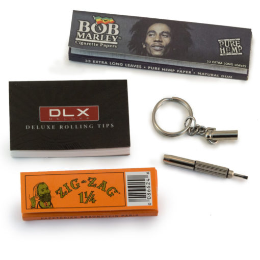 Zig Zags, Bob Marley Rolling Papers, DLX Rolling Tips Roach Pad, Poky Stabby